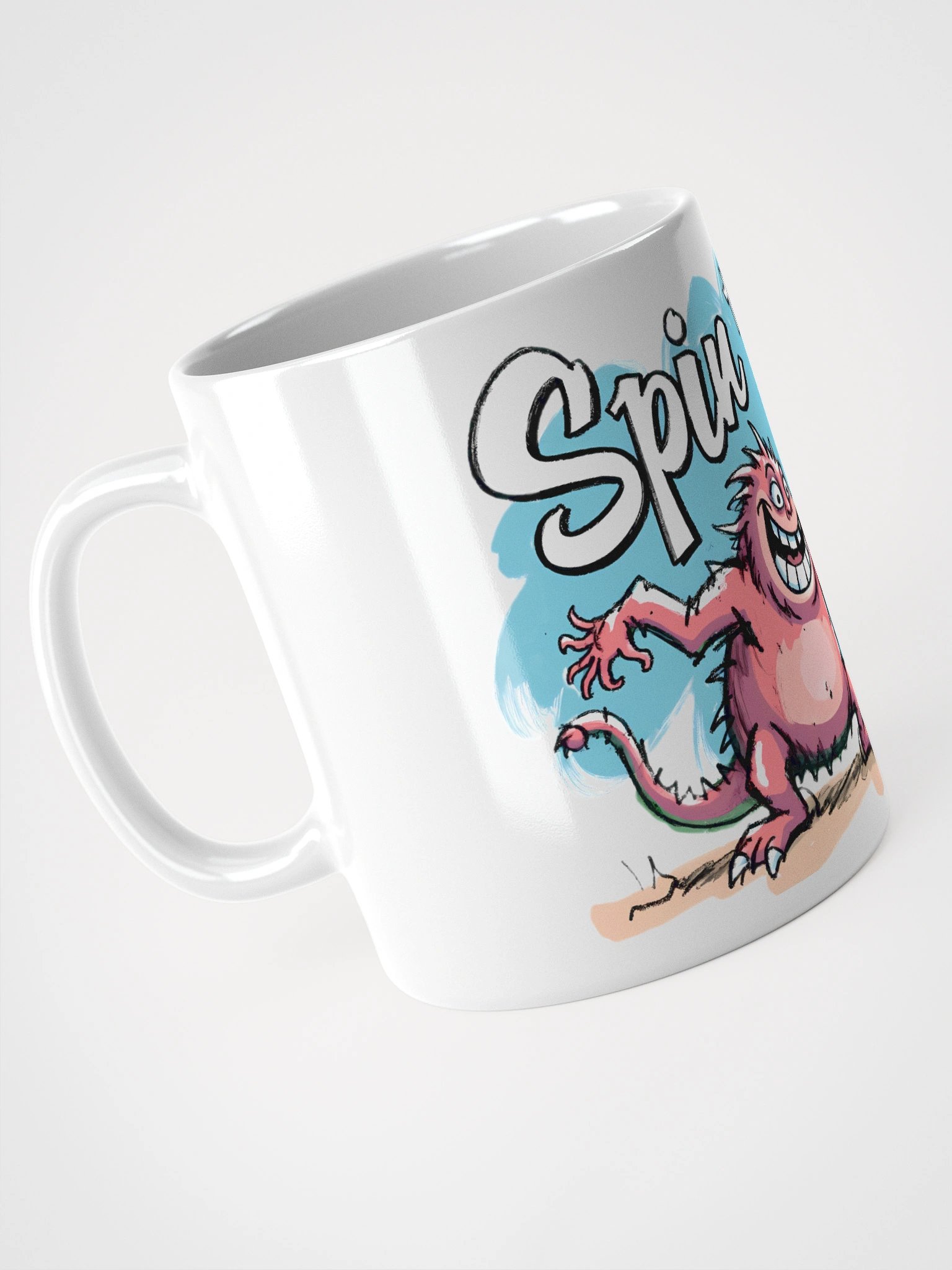 Playful Monster Spins the World: Cartoon Fun Glossy Mug product image (8)