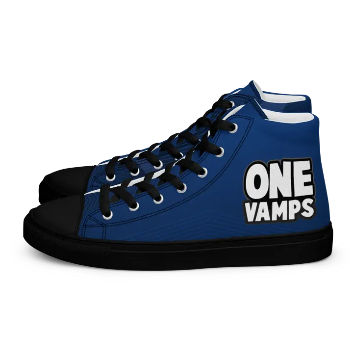 Men's High Top Canvas Shoes OneVamps Blue dark color product image (1)