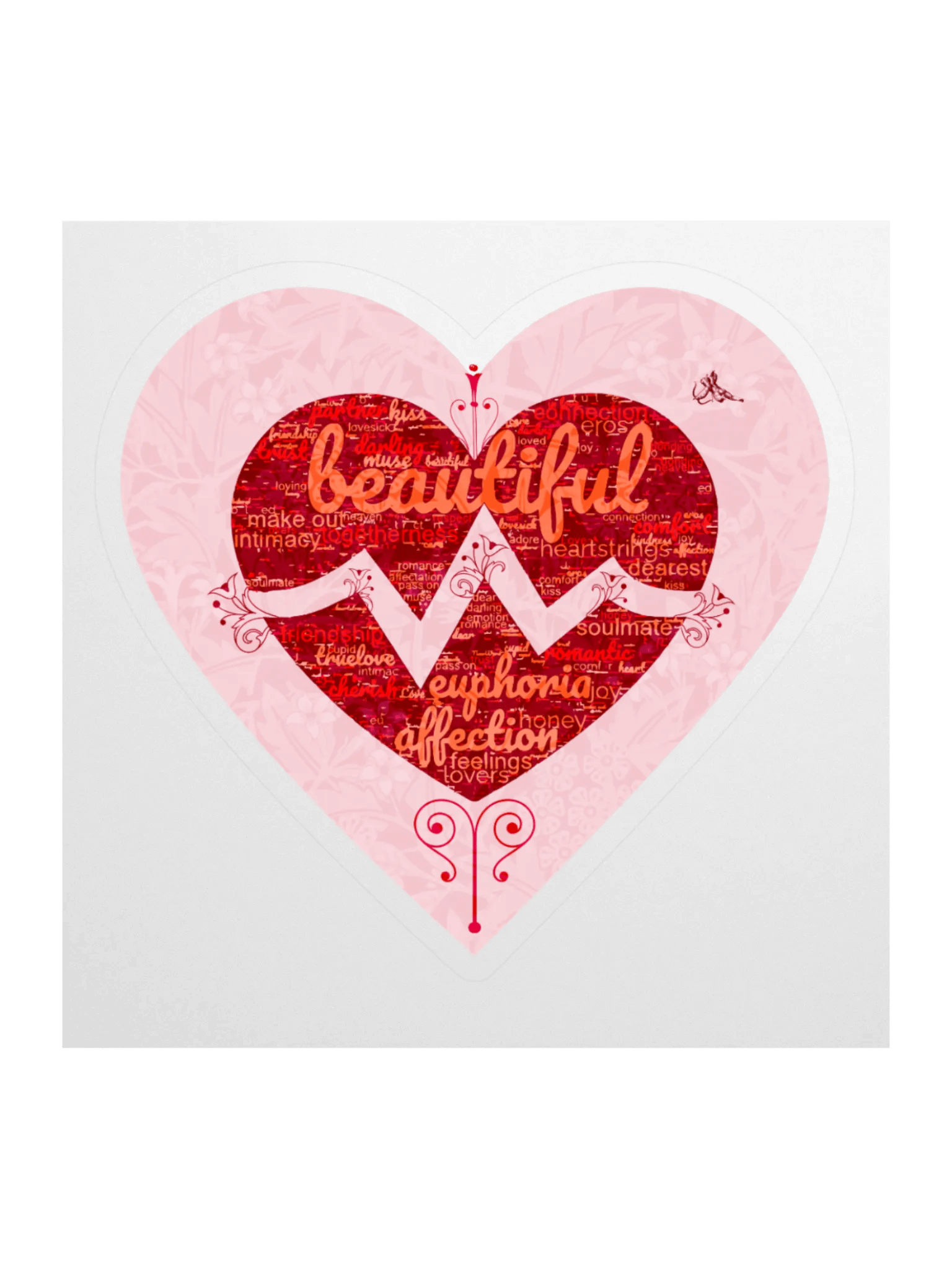 Romantic Word Collage Kiss Cut Sticker product image (1)