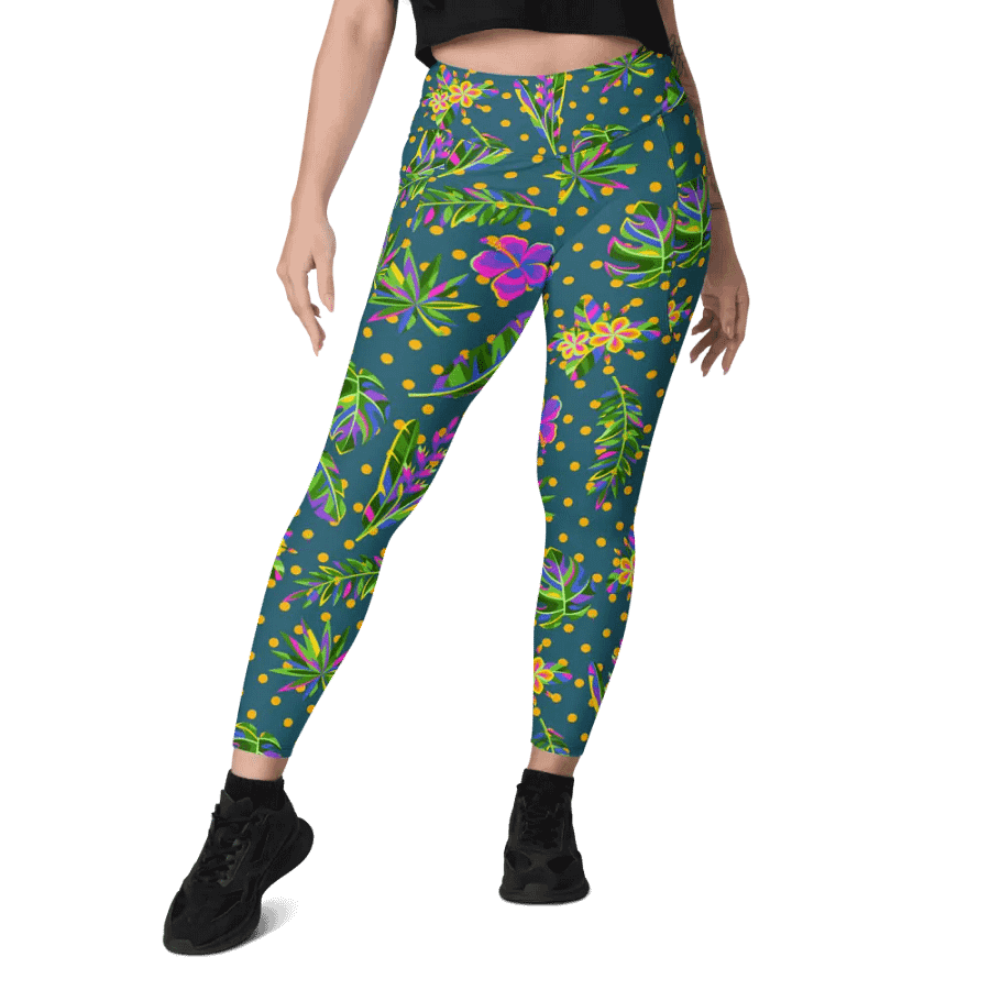 Green All-Over Print Leggings with Pockets product image (8)