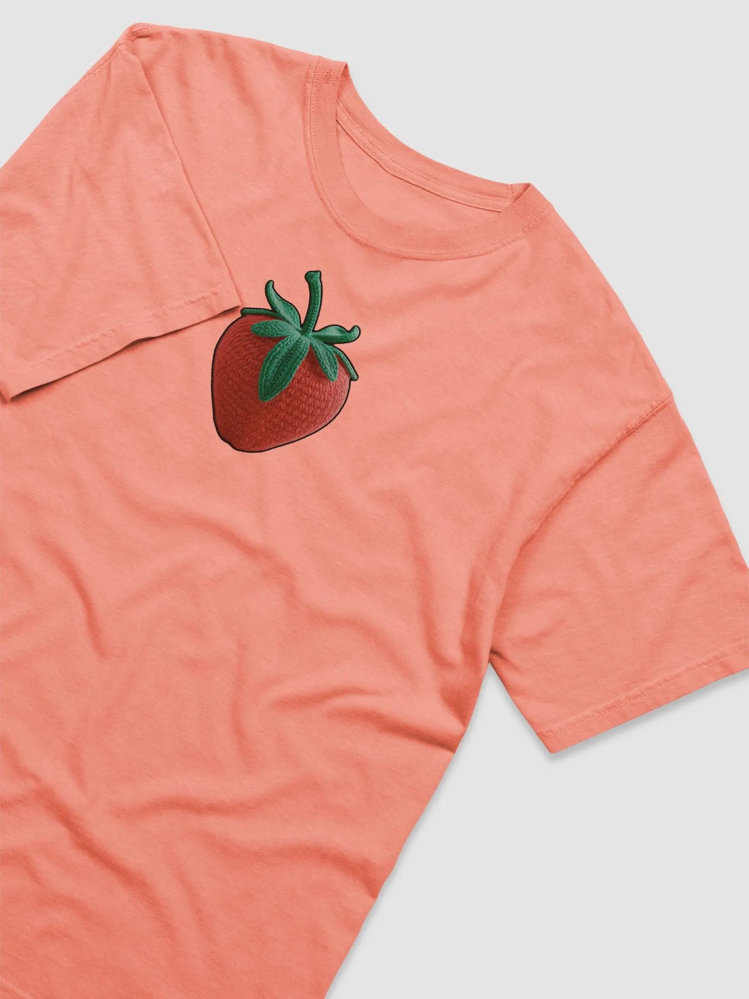Beautiful Watermelon Garment-Dyed Heavyweight T-Shirt with a crochet Strawberry in the front product image (24)