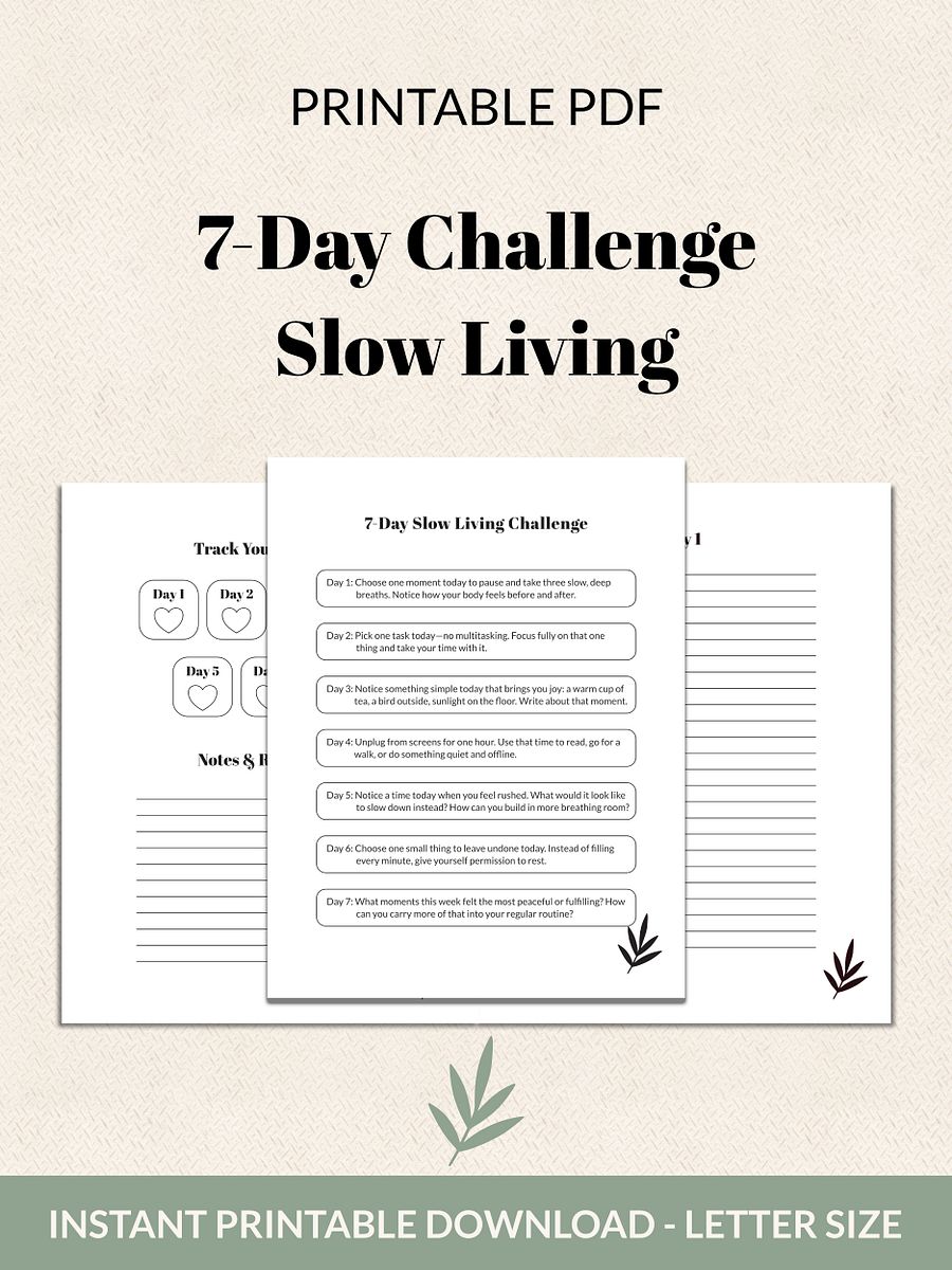 7-Day Slow Living Challenge Printable product image (2)