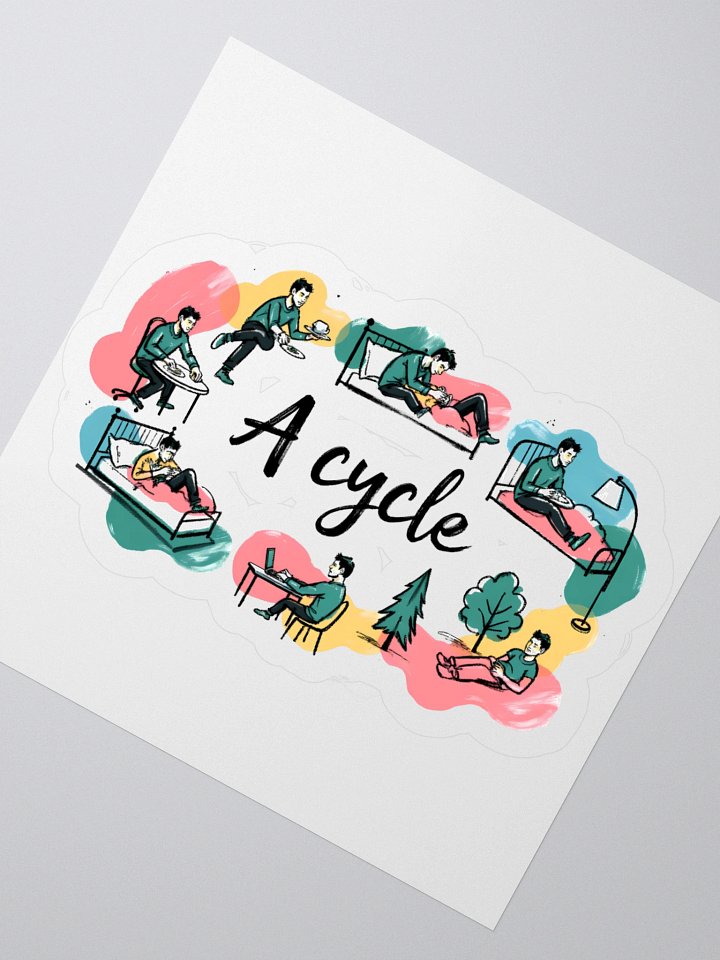 Cozy Daily Rhythms Poster | A Cycle Illustration Sticker product image (6)