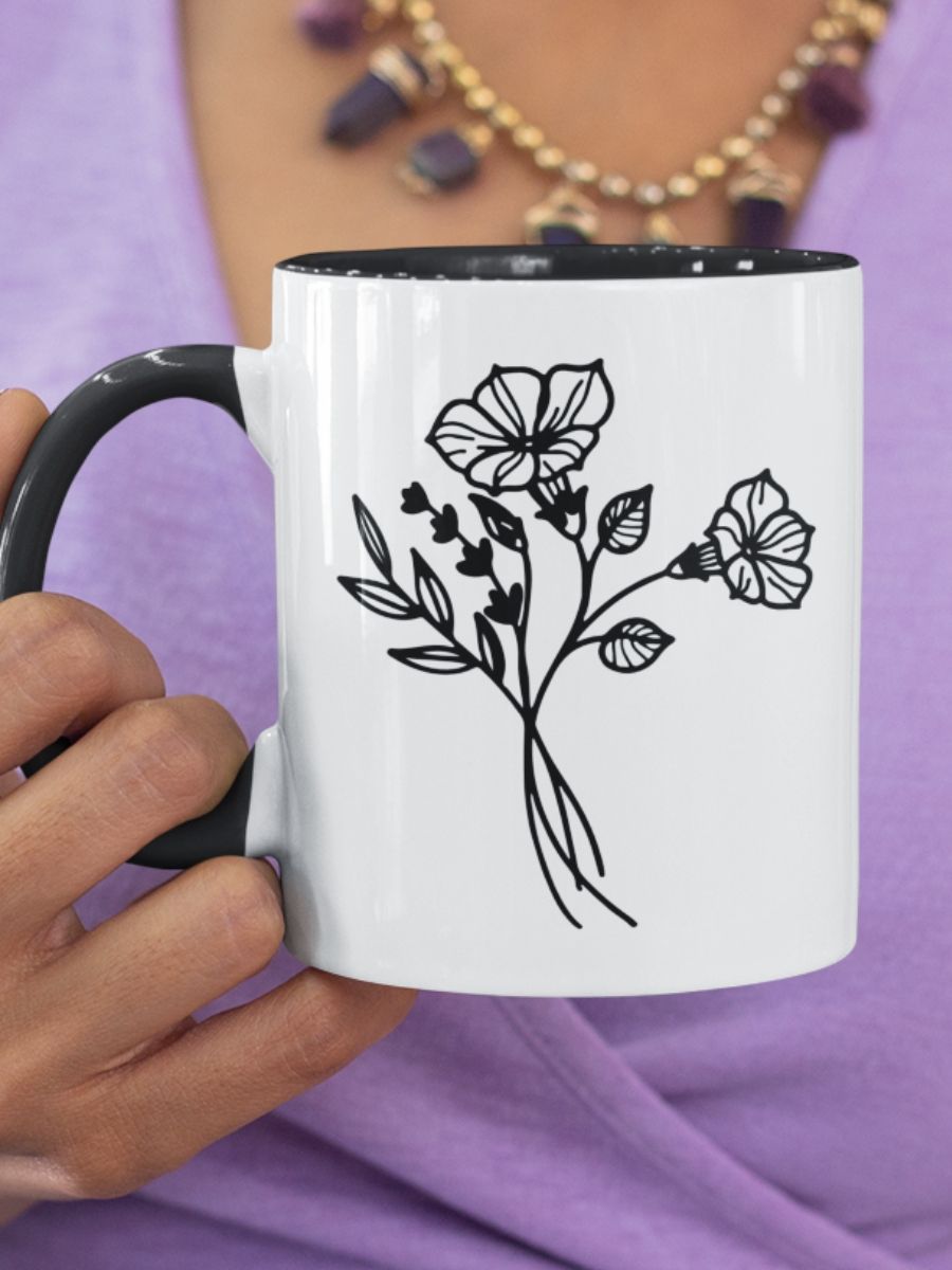 Two Tone Line Birth Flower Mug JUNE – Personalized Gift product image (1)