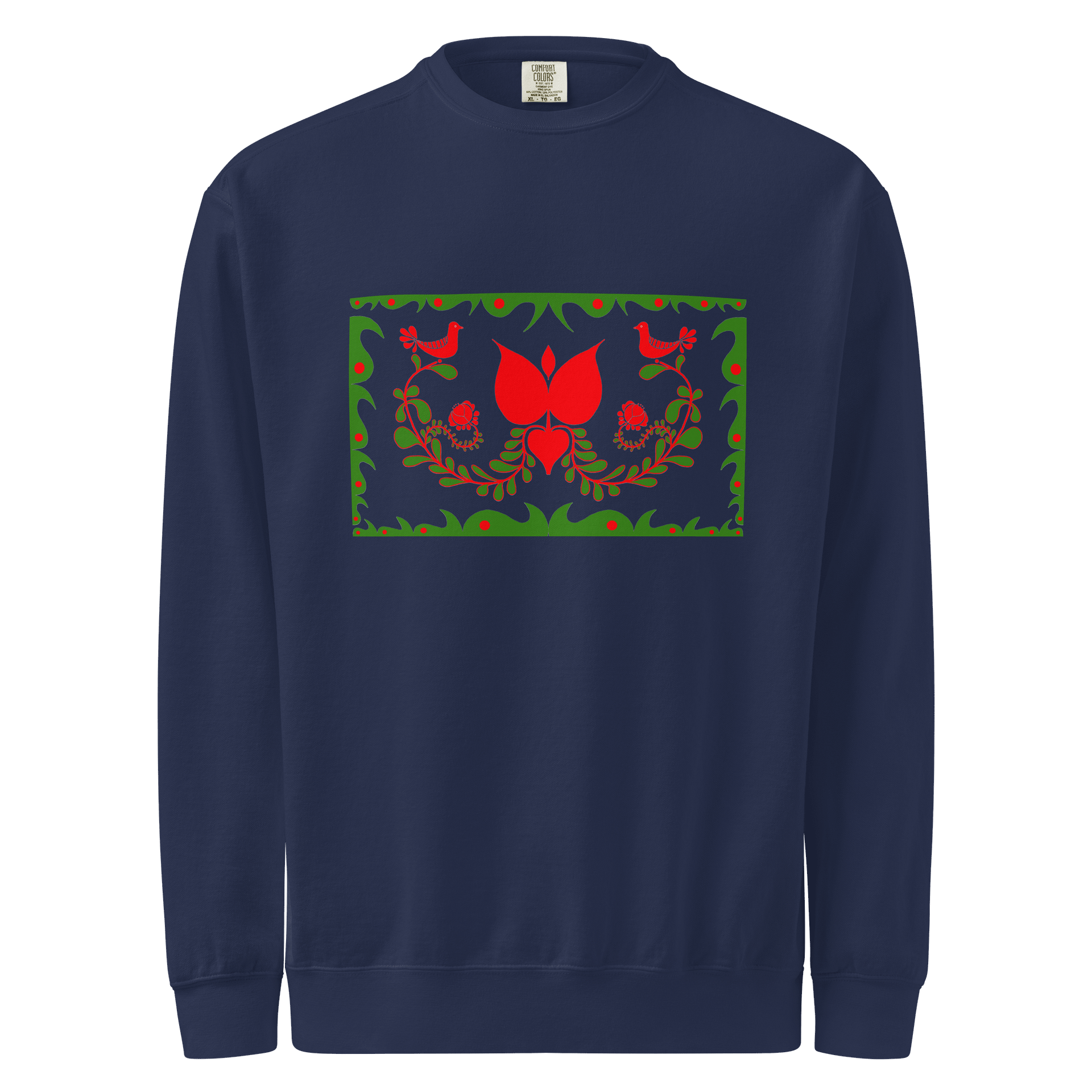 Hungarian Deep Blues Folk Art Lovebirds Sweatshirt product image (1)