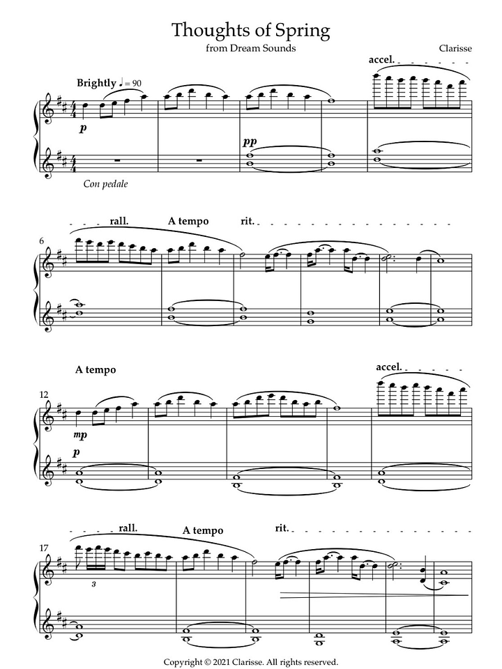 Thoughts of Spring - Sheet Music product image (1)