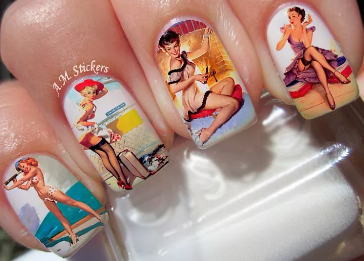 Vintage Girls Nail Art Stickers Transfers Decals Set of 22 - A1060 product image (1)