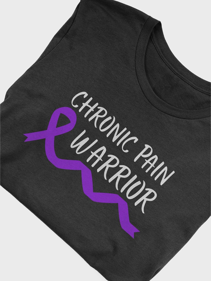 Chronic Pain Warrior Bottom Ribbon T-Shirt- White Print (Unisex) product image (1)