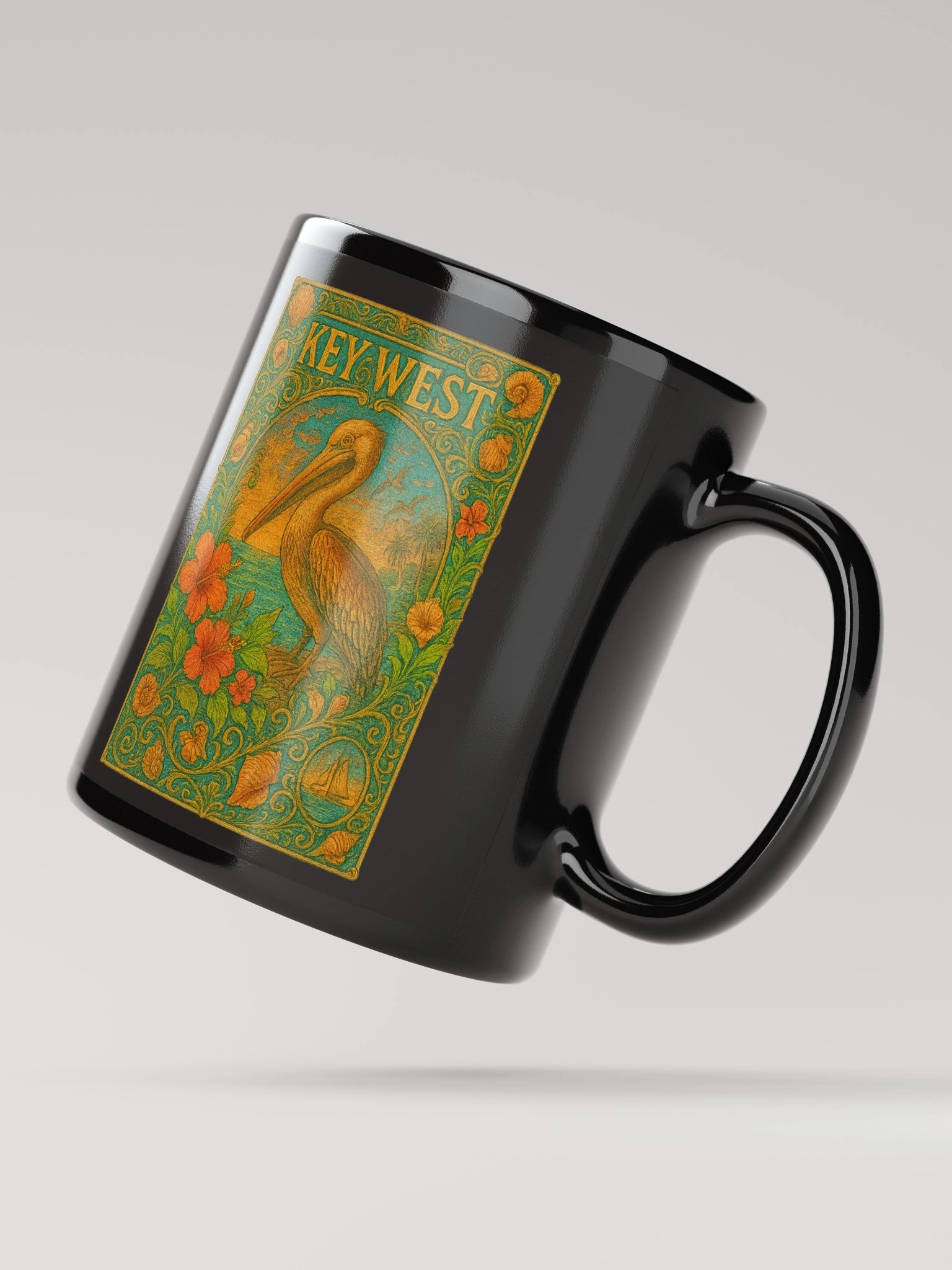 Key West Tropical Mug with Pelican and Hibiscus product image (2)
