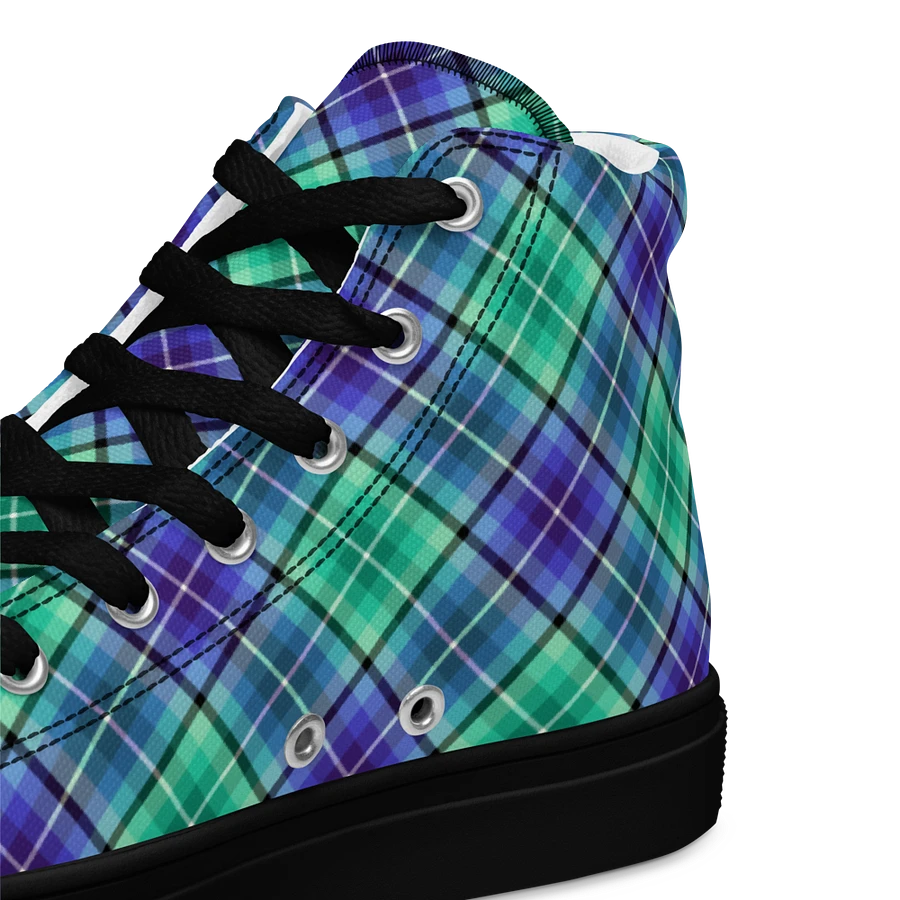 Bright Green and Purple Plaid Men's High Top Shoes product image (12)