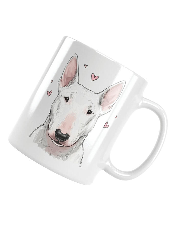 Bull Terrier With Pink Hearts Sketch-y Art Chic Small Ceramic Mug product image (1)