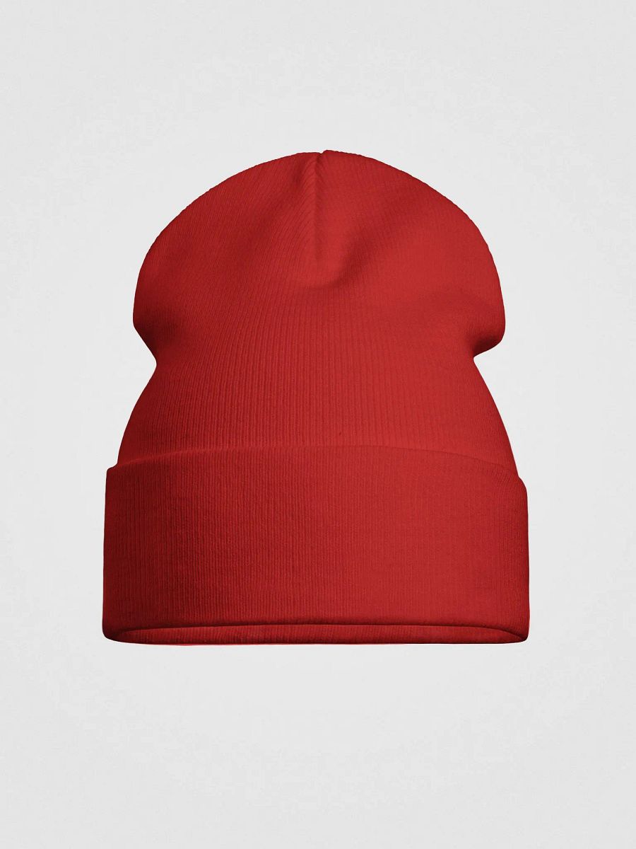 Plain Color Red Knit Cuffed Beanie Hat product image (3)