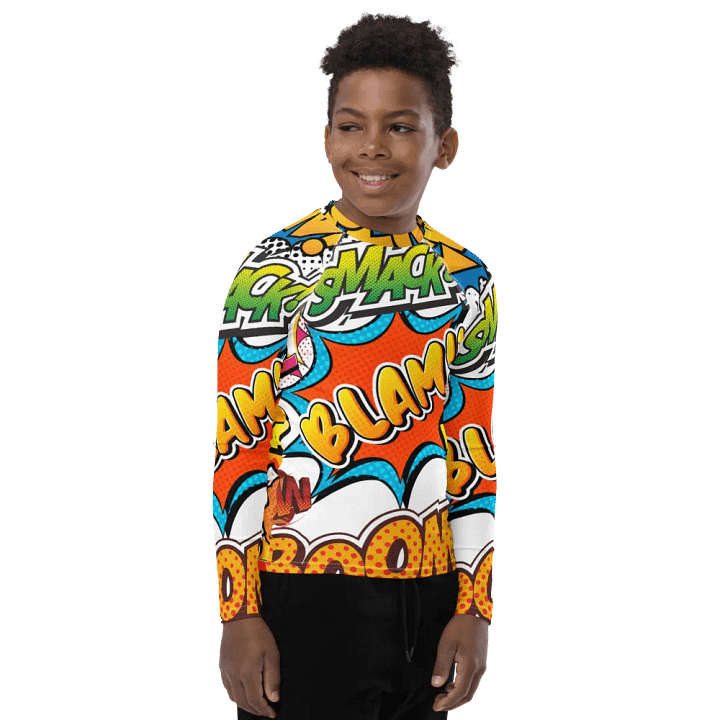 Dynamic Comic Action All-Over Print Youth Rash Guard product image (2)