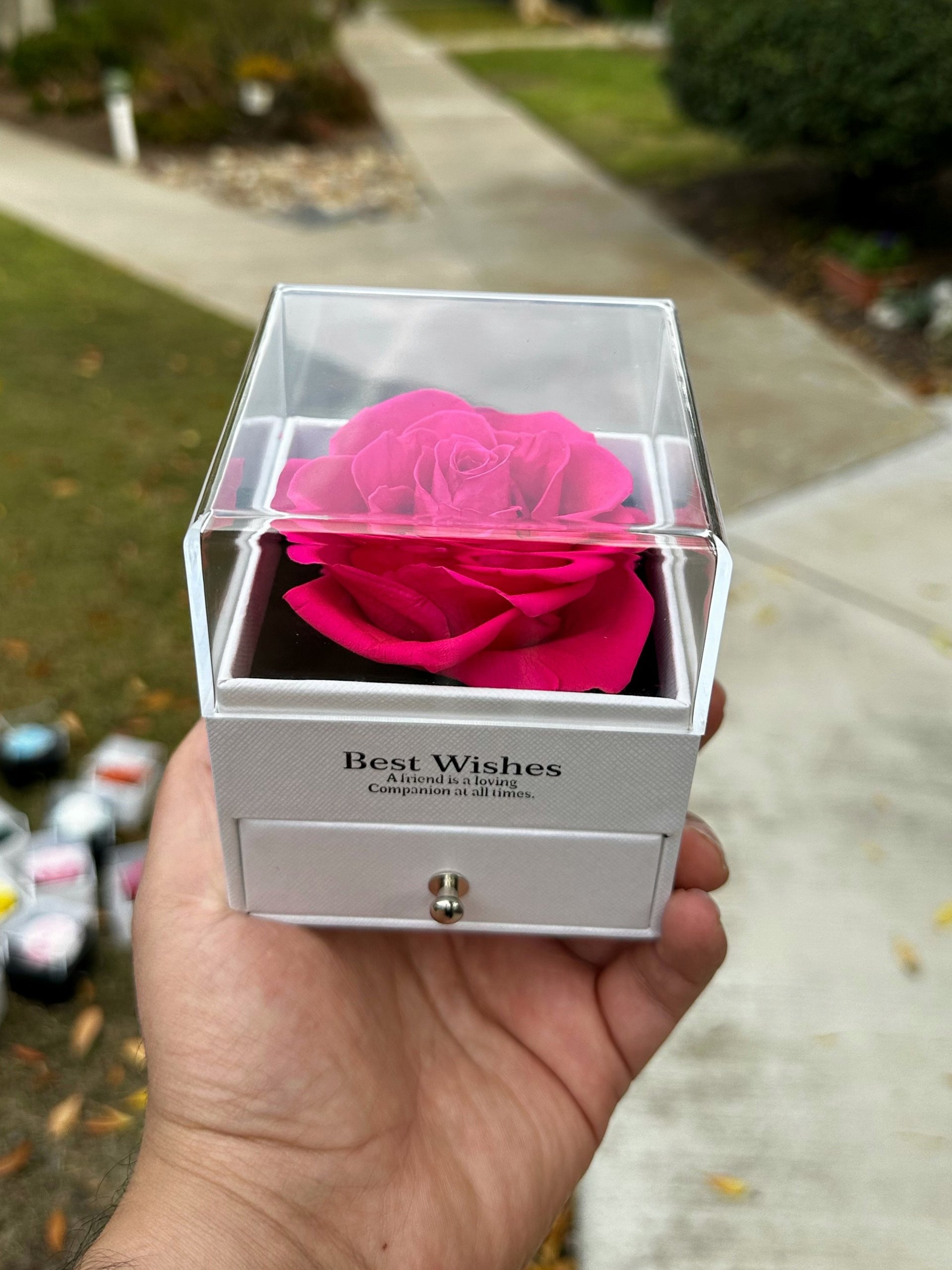 Eternal Rose Gift Box with "I Love You" Necklace (Hot Pink) product image (5)
