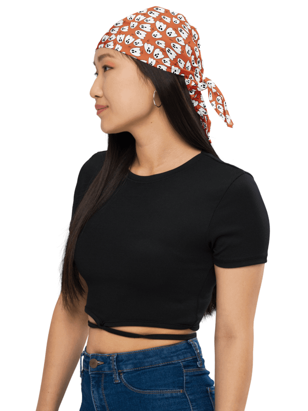 Floating Ghosts – Halloween Orange All-Over Print Bandana product image (1)