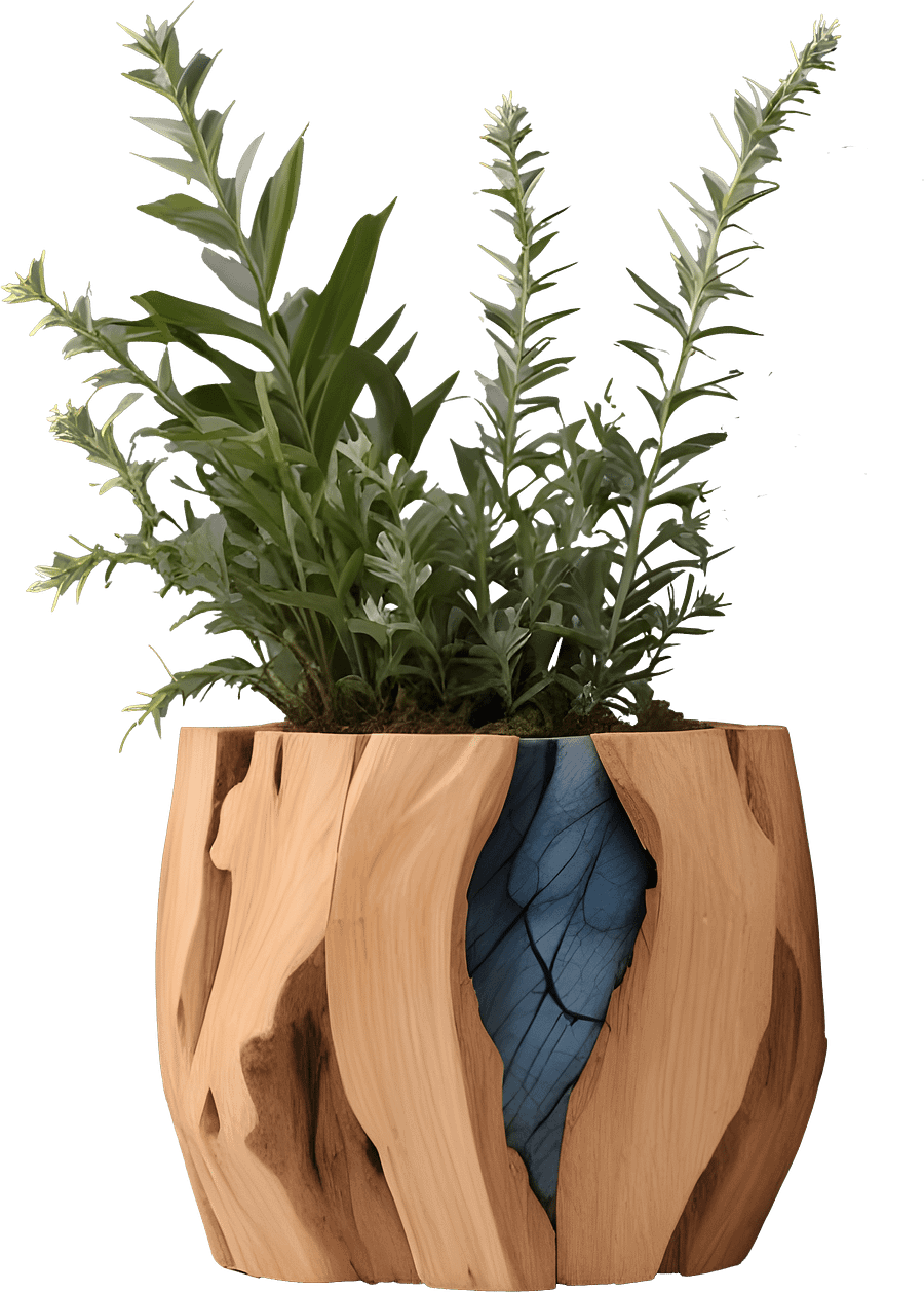 Celestial Grace – Boho Chic Wooden and Labradorite Vase PNG product image (1)