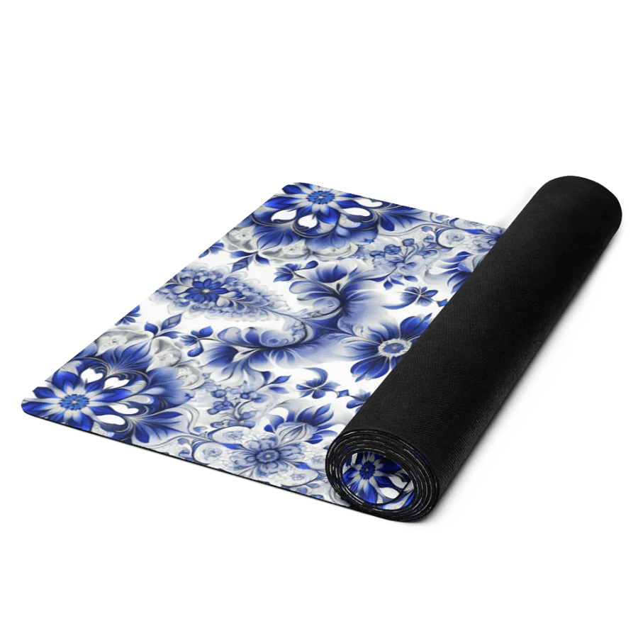 Yoga Mat with Intricate Blue and White Floral Pattern product image (11)