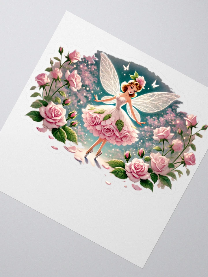 Pink Rose Fairy in a Beautiful Garden Stickers product image (2)