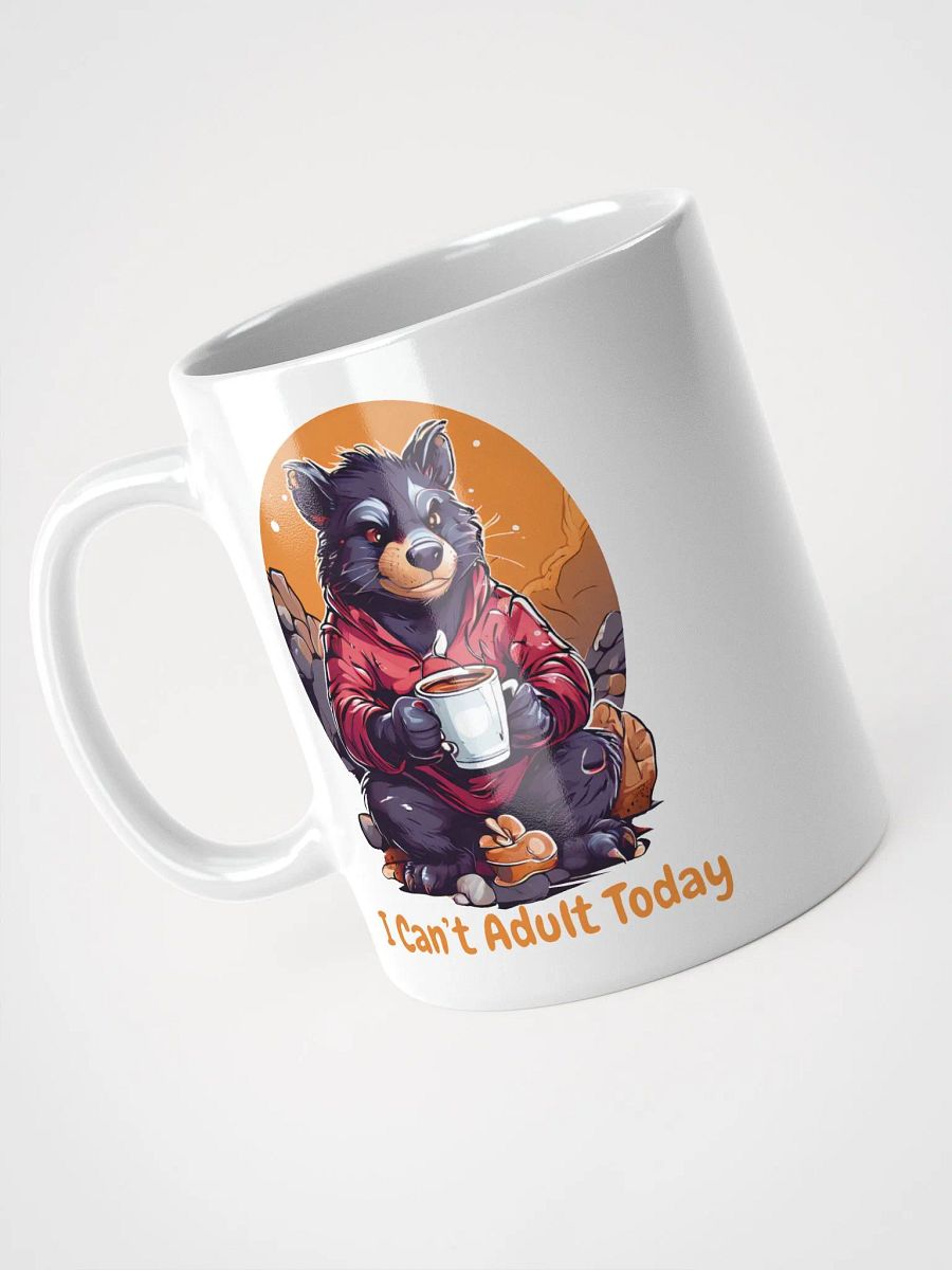 I Can’t Adult Today - Unique Funny White Glossy Mug Printed on Both Sides | Tasmanian Devil with Coffee | Perfect Funny Gift Mug product image (3)