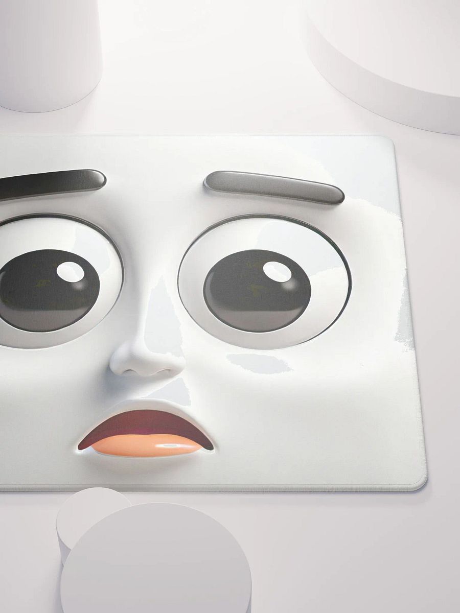 Startled Cartoon Face Premium Mouse Pad: Level Up Your Workspace! product image (5)