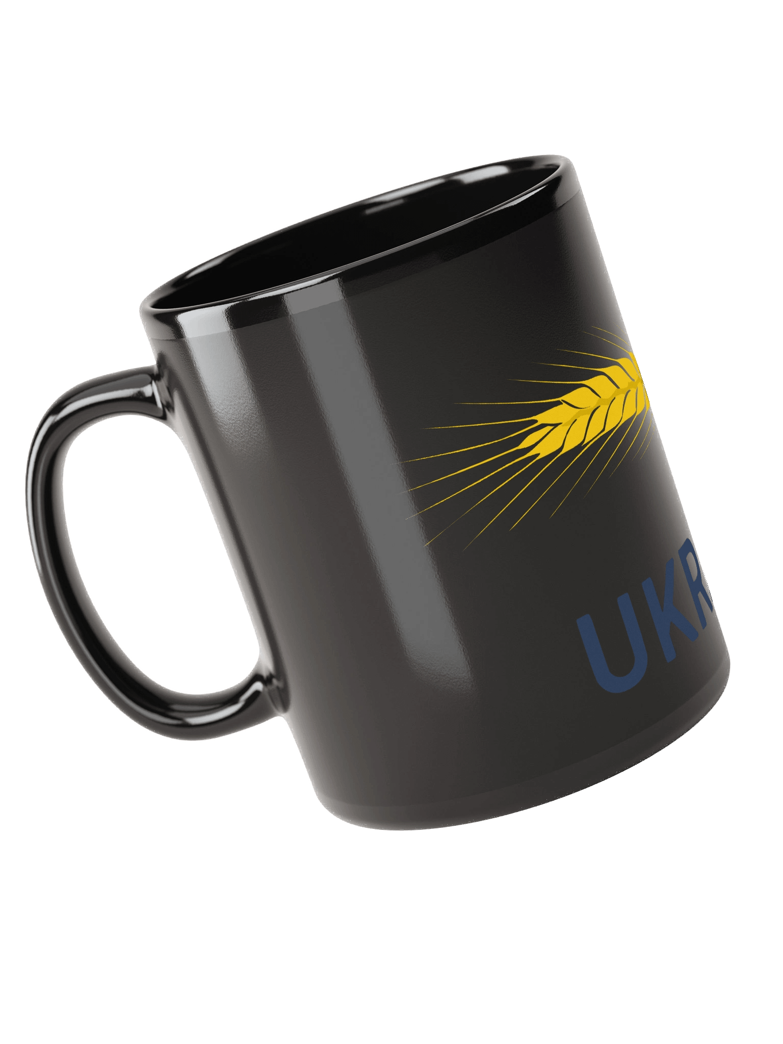 Ukraine Wheat Cornflower Agricultural Heritage Ukrainian Symbol | Black Glossy Mug product image (3)