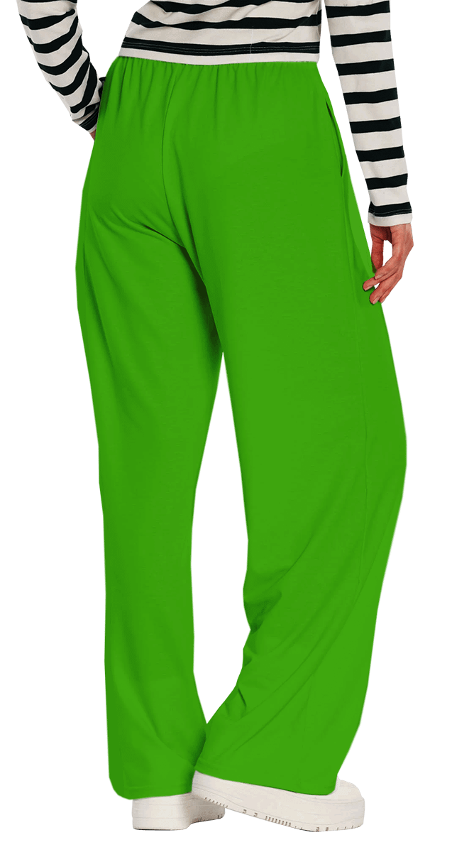 Plain Color Kelly Green Wide-Leg Pants product image (3)