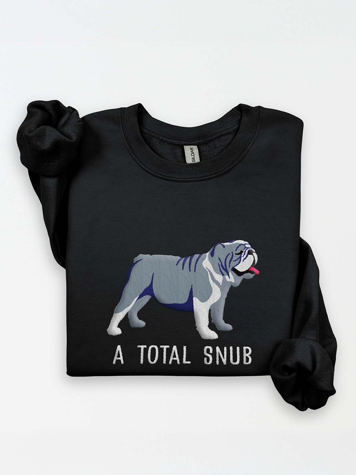 A Total Snub Sweatshirt (Embroidered) of an English Bulldog(Blue & White) product image (1)