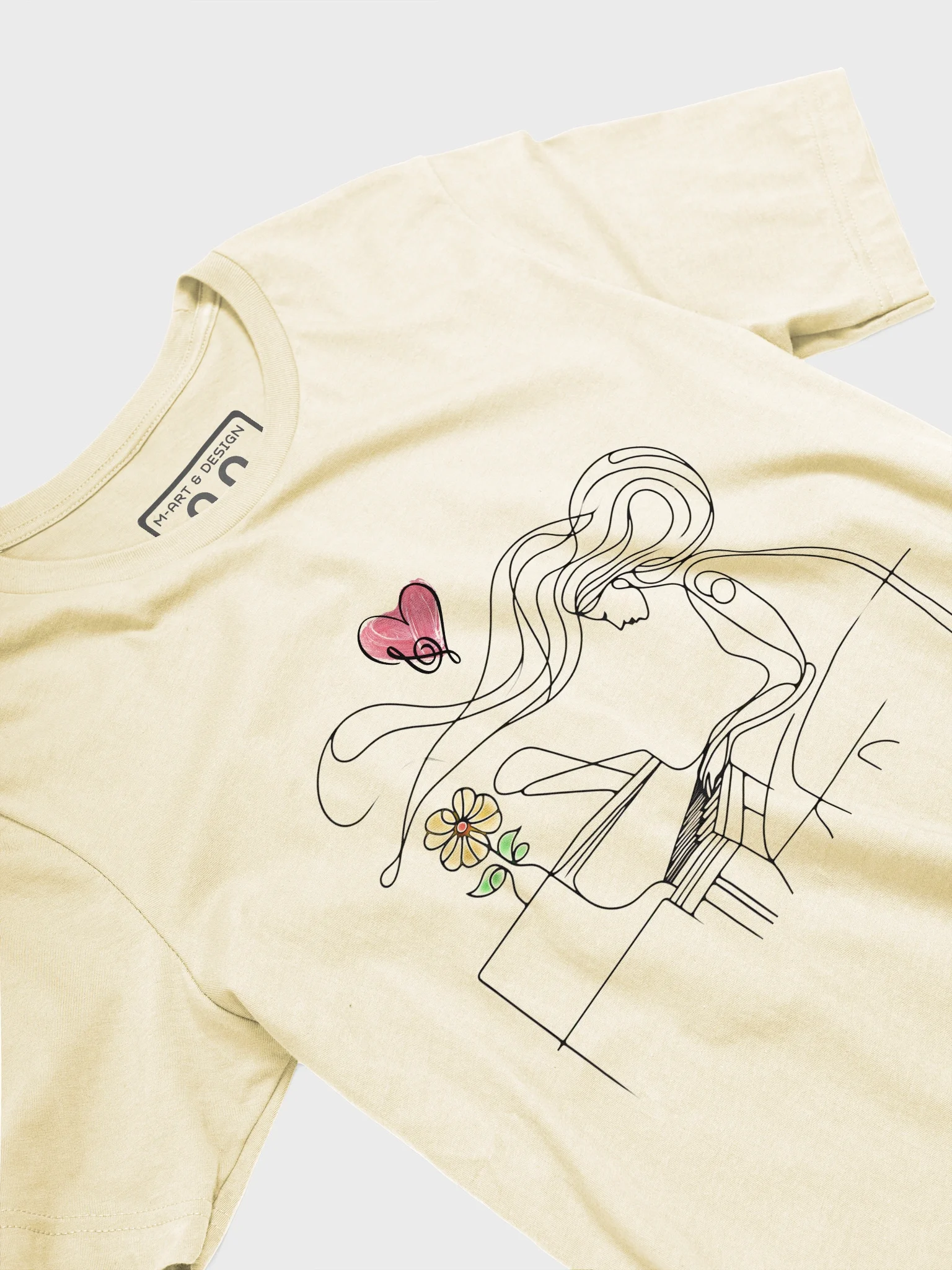 Piano Player Young Woman with Heart T-Shirt product image (3)
