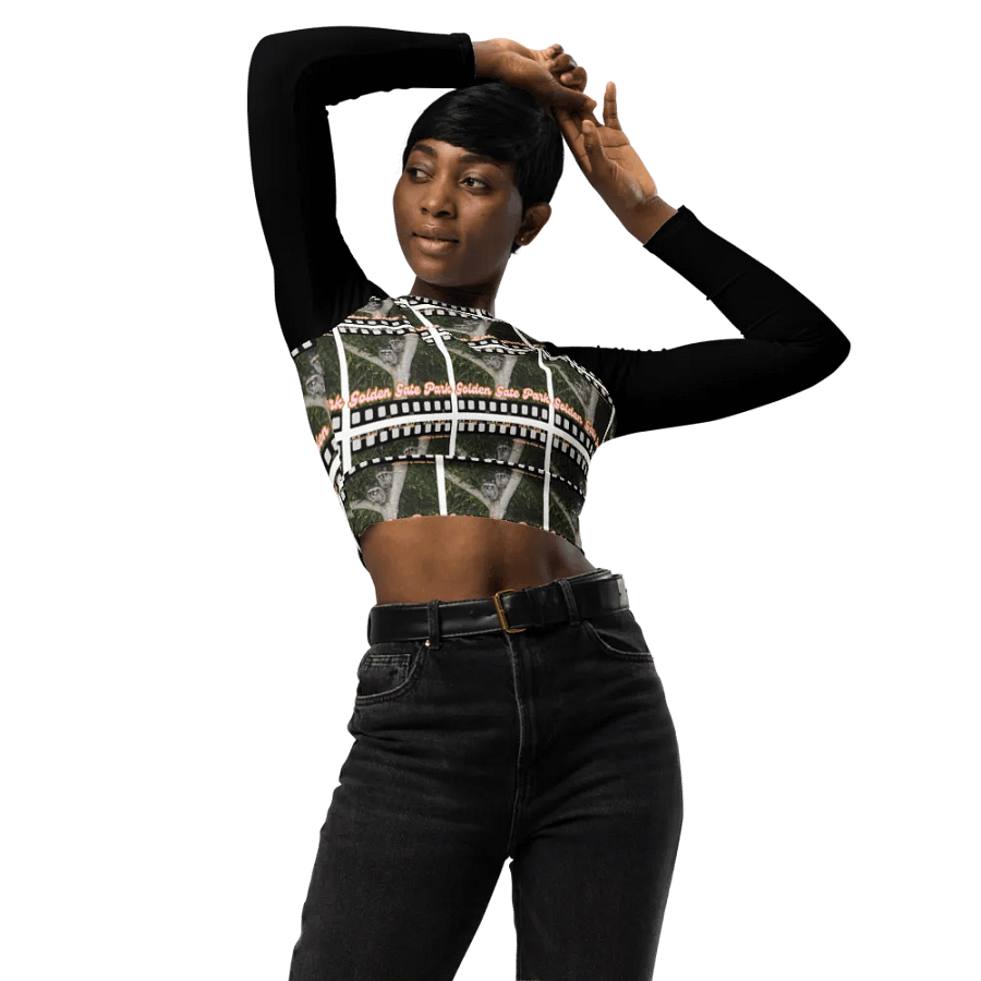 Golden Gate Park Raccoons Black Jersey Sleeved Crop Top product image (3)