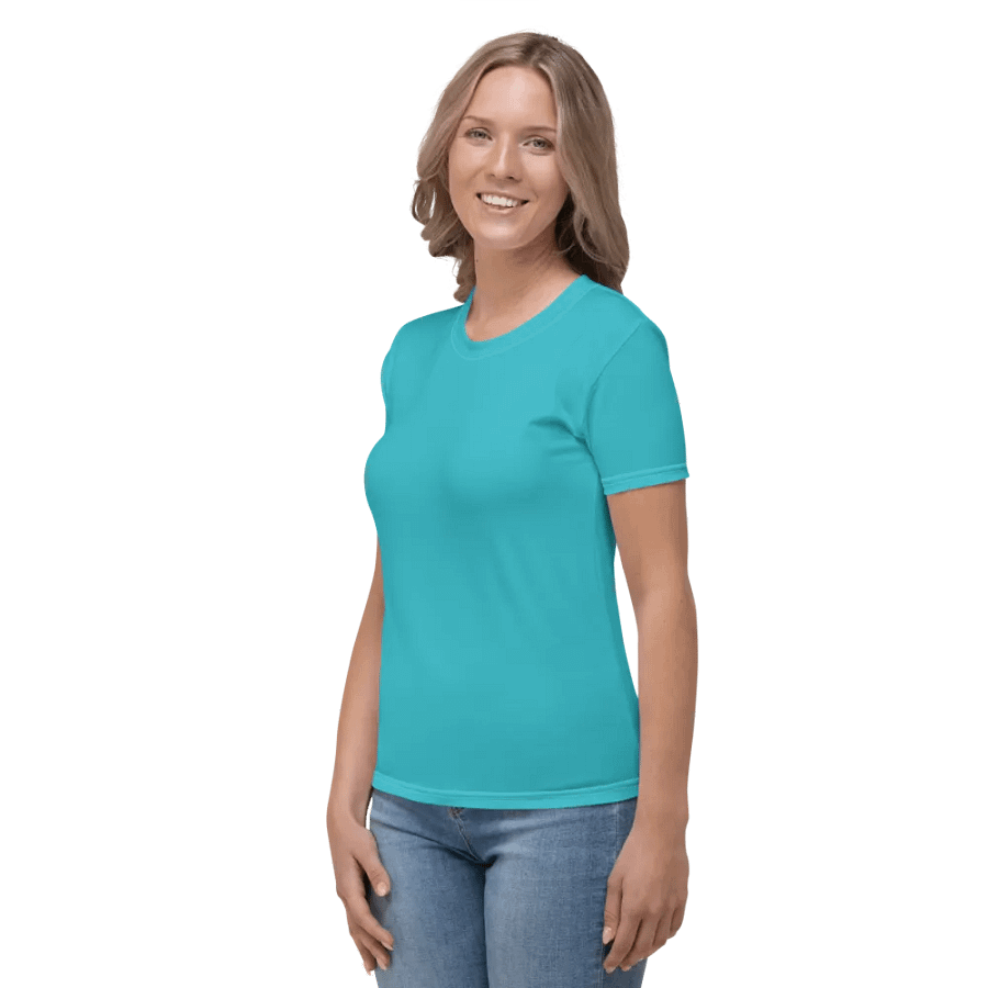 Plain Turquoise Blue Light Summer Women's Crewneck Polyester Heavyweight Premium T-Shirt by Treasure Pie product image (3)