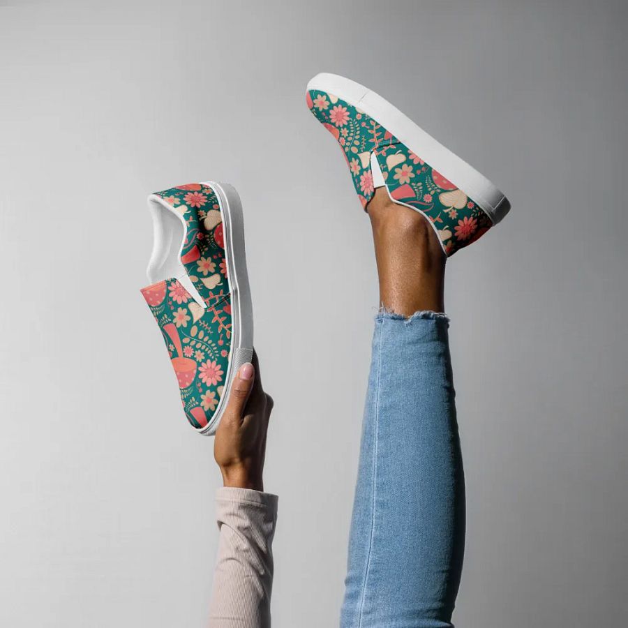 Whimsical Botanical Mushroom Bliss Slip-Ons product image (3)