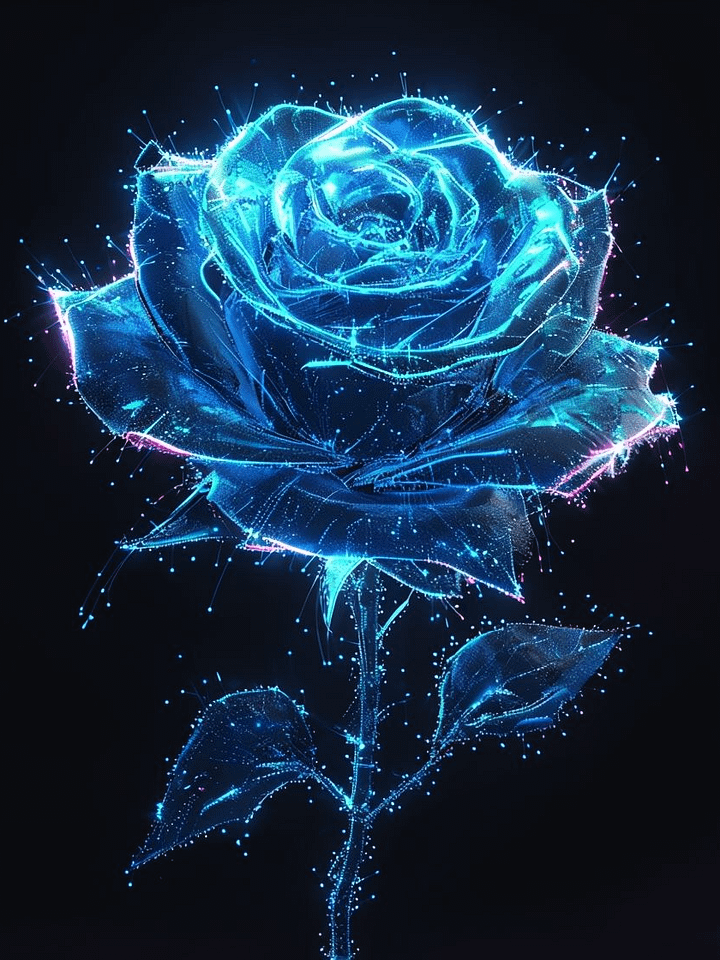 Neon Blue Rose Glow Matte Poster product image (1)