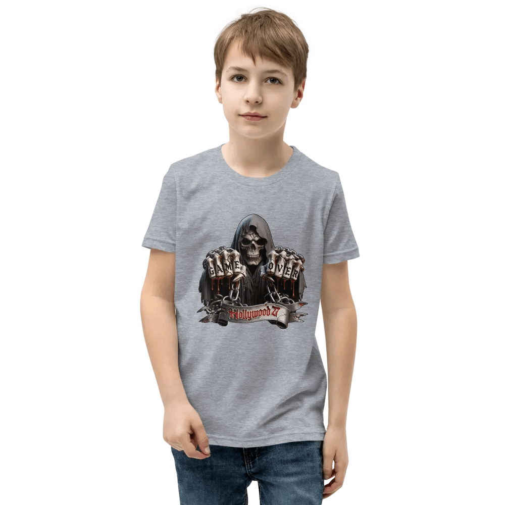 Gothic Skeleton Game Over Youth T-Shirt product image (75)