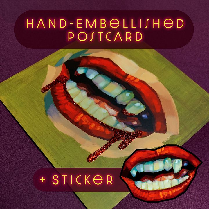 Bite - *Hand-Embellished* Postcard & Sticker Set product image (1)