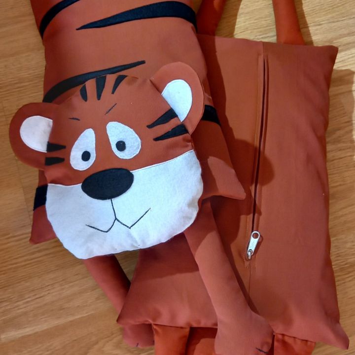 Stuffed Patchwork Tiger Pillow, Toddler Stuffed Plush Tiger Toy product image (2)