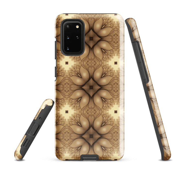 Tough Phone Case for Samsung® - Brown and Beige Geometric Abstract Tulip Floral Pattern product image (2)