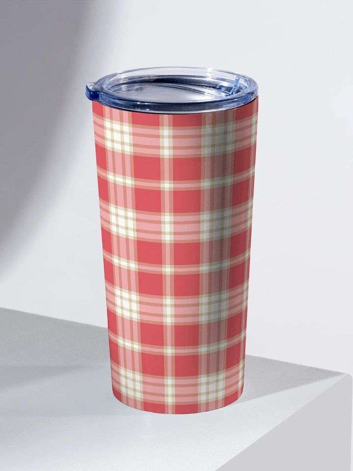 Coral Pink Plaid Travel Tumbler product image (1)