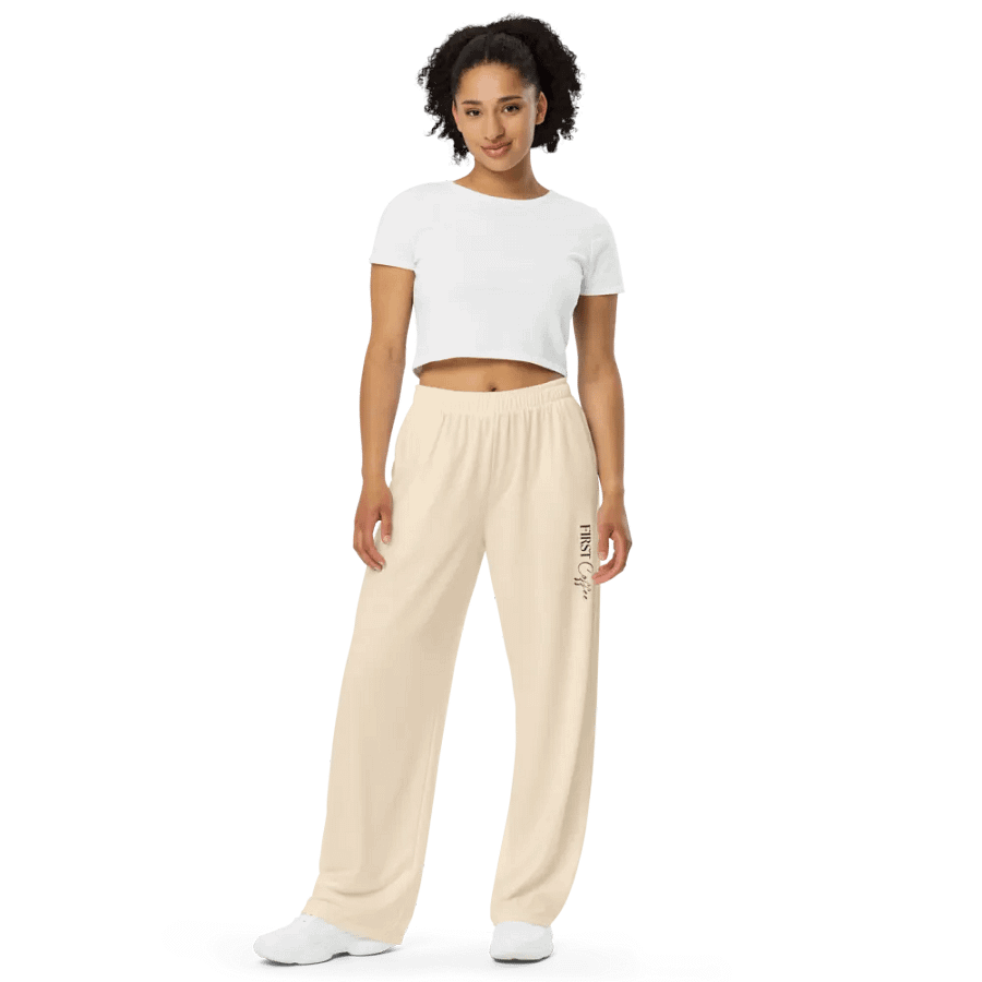 FIRST Coffee All-Over Print Wide-Leg Pants product image (3)