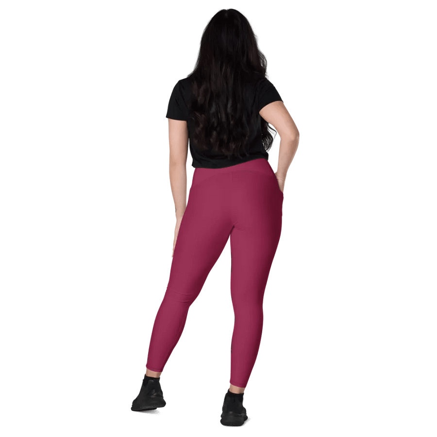 Plain Dark Red True Summer Women's High Waisted Premium Crossover Leggings with Pockets by Treasure Pie product image (10)