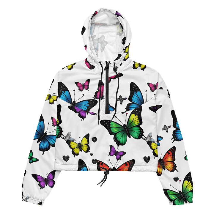 Butterfly Blooms Women's Cropped Windbreaker product image (2)