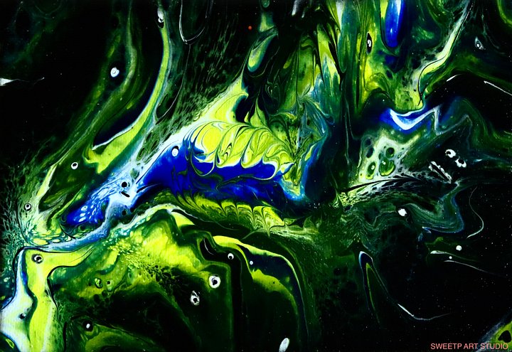 Creatures Within the Mystery Green Blue Abstract | Art Print product image (1)
