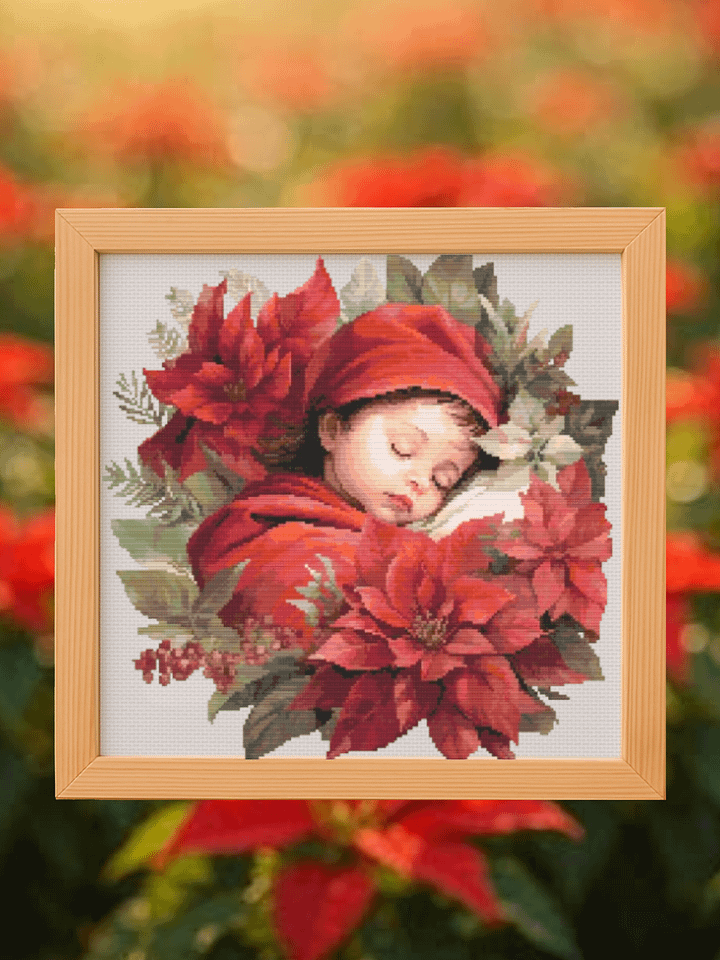 Baby Poinsettia Angel Cross Stitch Pattern product image (1)
