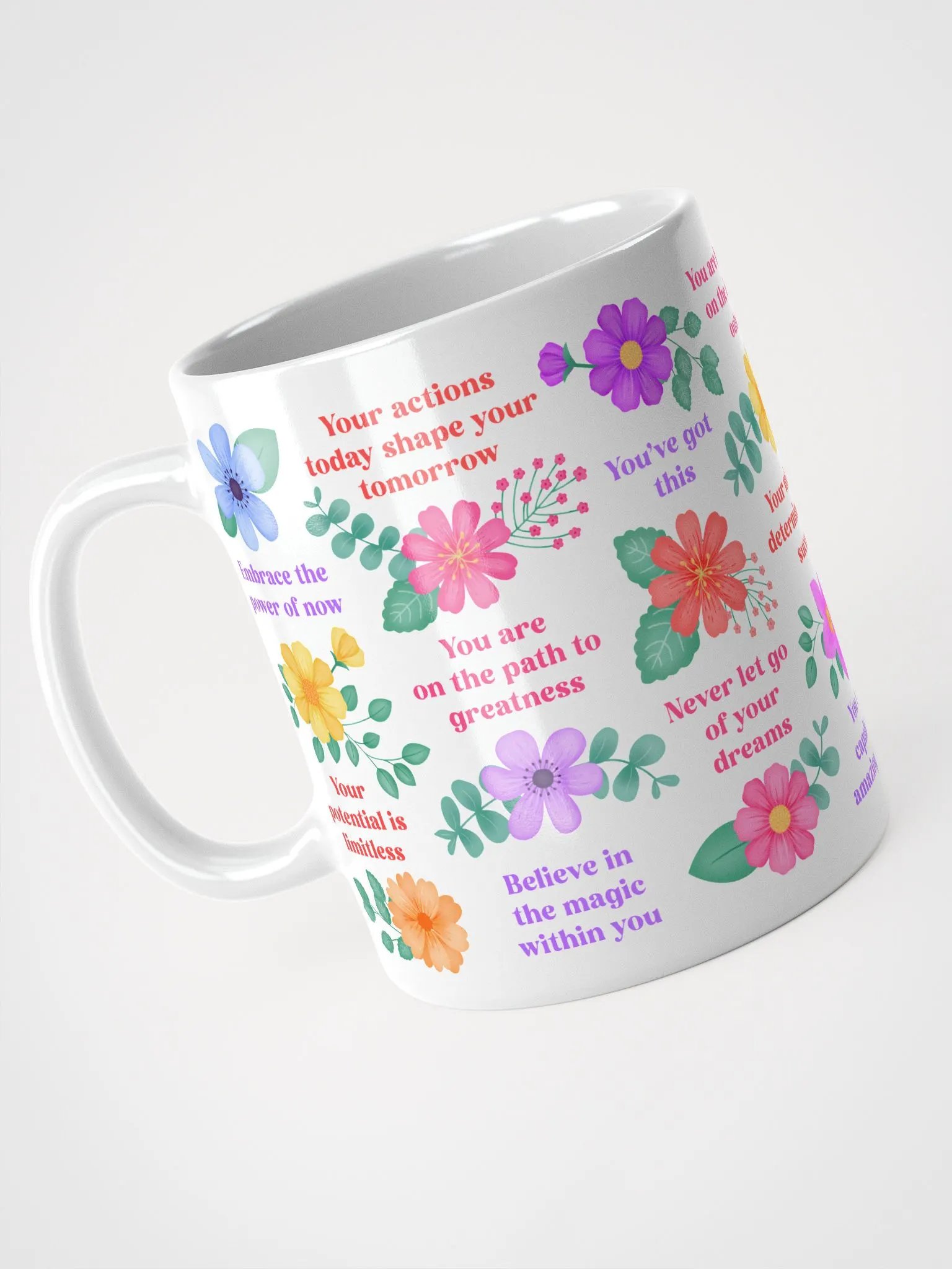Vibrant Floral Blooms Motivational Quotes - White Mug product image (3)