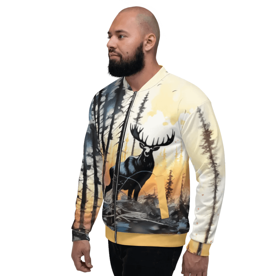 All-Over Print Bomber Jacket by Sublicolor 144/Deer in nature. product image (4)