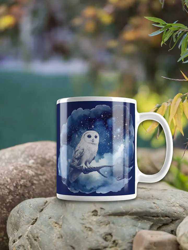 Starry Night Owl White Ceramic Mug product image (2)