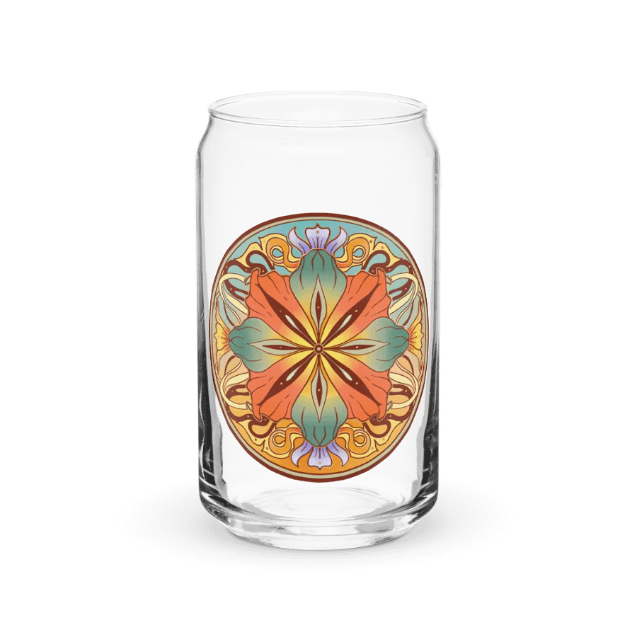 Teal Floral Mandala - Can Glass product image (1)