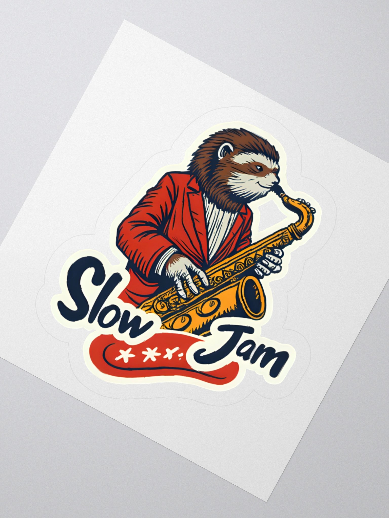 Sloth Saxophonist Kiss Cut Stickers product image (2)