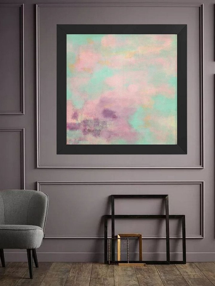 Modern abstract lilac, pale pink and teal green print product image (1)