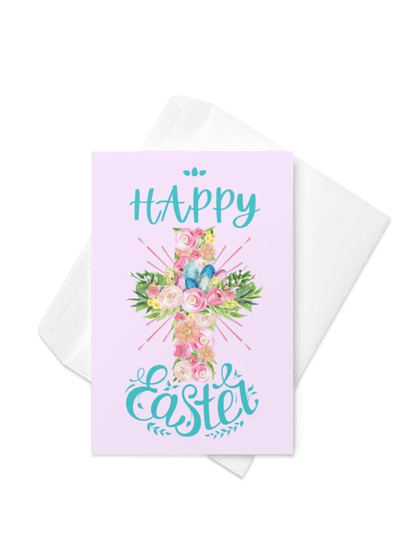 Happy Easter Floral Cross Greeting Card product image (7)