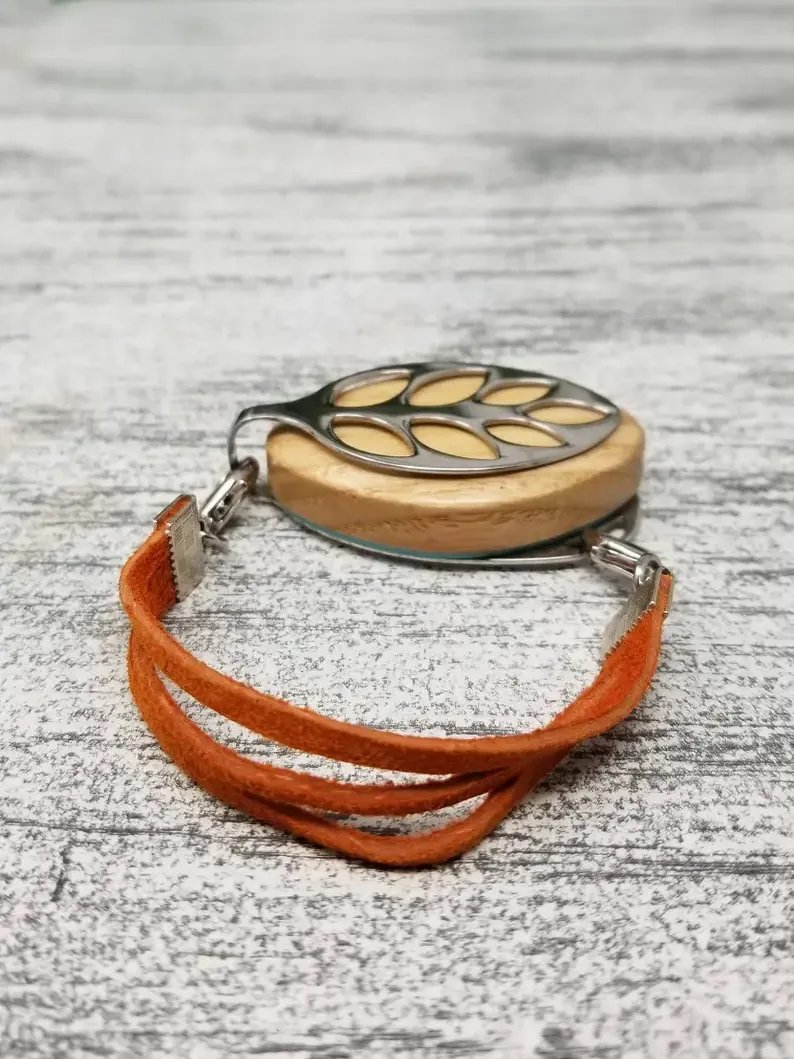 Rust Suede Bracelet | Handmade Accessory for Bellabeat Leaf Urban & Ivy product image (2)